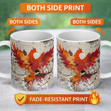Red Phoenix Rising From Cracked Wall Street Art 11oz Ceramic Coffee Tea Mug White Large Handle