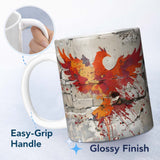 Red Phoenix Rising From Cracked Wall Street Art 11oz Ceramic Coffee Tea Mug White Large Handle