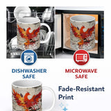 Red Phoenix Rising From Cracked Wall Street Art 11oz Ceramic Coffee Tea Mug White Large Handle