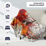 Red Phoenix Rising From Cracked Wall Street Art, Bedroom Living Room Accent, All Season Comfort - Super Soft Fleece Blanket Bed Sofa Throw