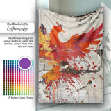Red Phoenix Rising From Cracked Wall Street Art, Bedroom Living Room Accent, All Season Comfort - Super Soft Fleece Blanket Bed Sofa Throw