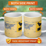 Black Crow Perched on Yellow Utility Box Street Art 11oz Ceramic Coffee Tea Mug White Large Handle