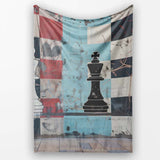 Black and White Chess Kings Graffiti Strategy Art, All Season Comfort, Comfortable Everyday Use - Super Soft Fleece Blanket Bed Sofa Throw