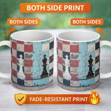Black and White Chess Kings Graffiti Strategy Art 11oz Ceramic Coffee Tea Mug White Large Handle