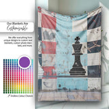 Black and White Chess Kings Graffiti Strategy Art, All Season Comfort, Comfortable Everyday Use - Super Soft Fleece Blanket Bed Sofa Throw