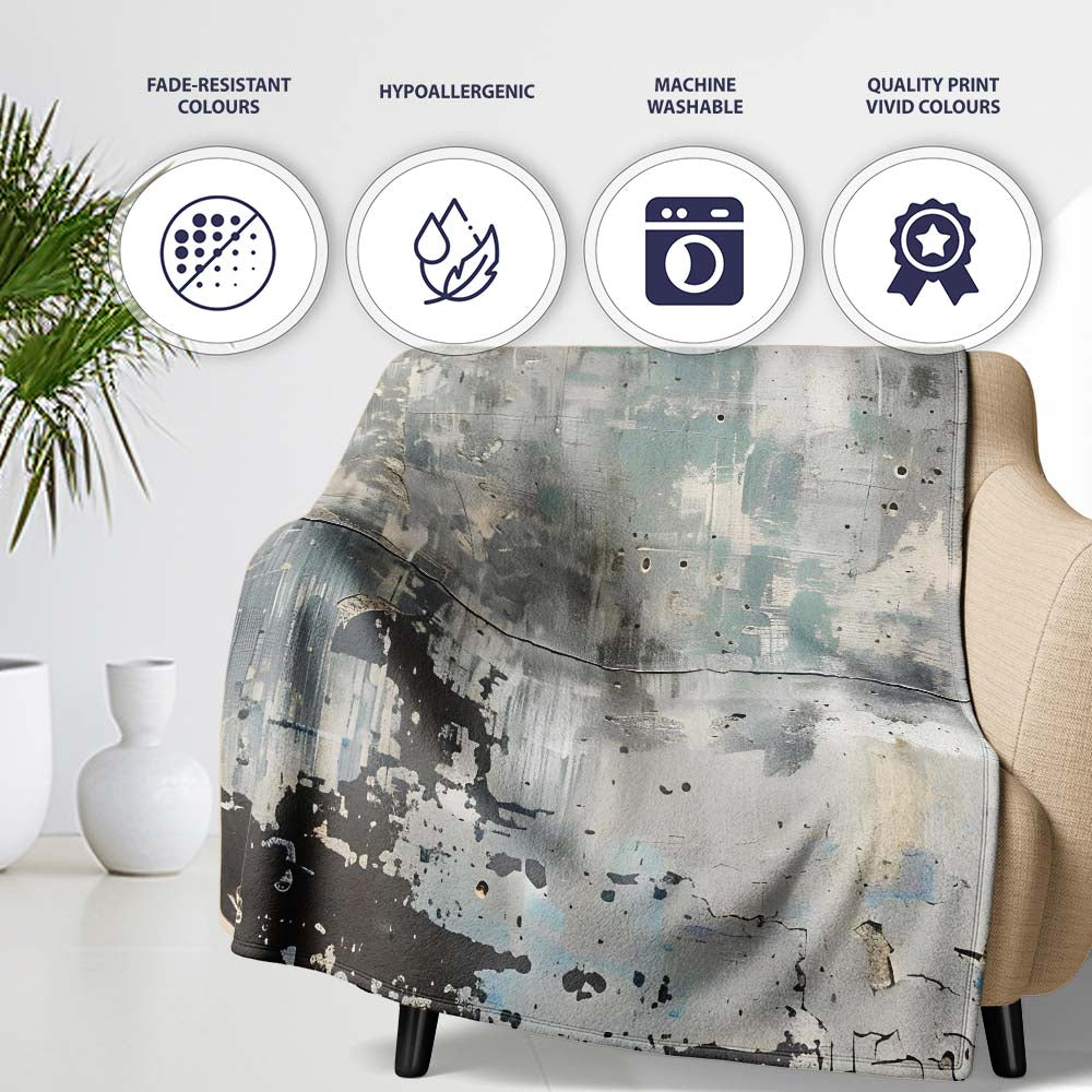 Parent and Child Silhouette Urban Abstract, Decorative Wall Art Style, Comfortable Everyday Use - Super Soft Fleece Blanket Bed Sofa Throw