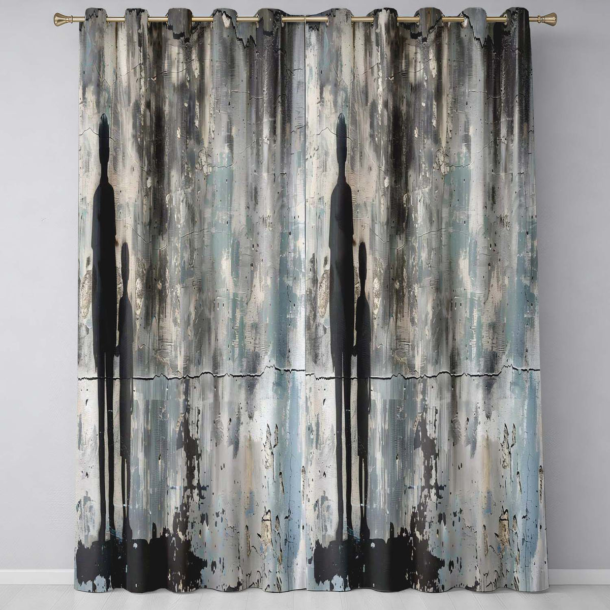 Parent and Child Silhouette Urban Abstract Striking Modern Artwork for Home Decor Readymade Eyelet Ring Top Thermal 100% Blackout Curtains