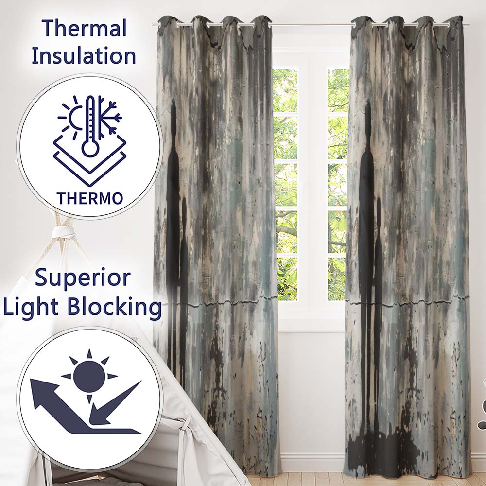 Parent and Child Silhouette Urban Abstract Striking Modern Artwork for Home Decor Readymade Eyelet Ring Top Thermal 100% Blackout Curtains
