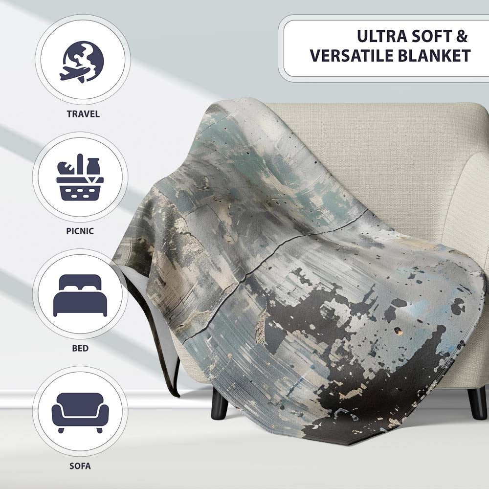 Parent and Child Silhouette Urban Abstract, Decorative Wall Art Style, Comfortable Everyday Use - Super Soft Fleece Blanket Bed Sofa Throw
