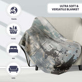Parent and Child Silhouette Urban Abstract, Decorative Wall Art Style, Comfortable Everyday Use - Super Soft Fleece Blanket Bed Sofa Throw