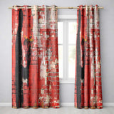 Silhouette Holding Wildflowers Against Red Brick Wall Elegant Wall Art Home Decor Readymade Eyelet Ring Top Thermal 100% Blackout Curtains