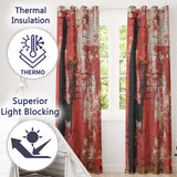 Silhouette Holding Wildflowers Against Red Brick Wall Elegant Wall Art Home Decor Readymade Eyelet Ring Top Thermal 100% Blackout Curtains
