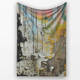 Child Holding Umbrella on Weathered Colourful Wall, All Season Comfort, Stylish Room Decoration - Super Soft Fleece Blanket Bed Sofa Throw