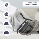 Lonely Child Sitting by Urban Bench Street Art, Lightweight Warm Gift, Comfortable Everyday Use - Super Soft Fleece Blanket Bed Sofa Throw