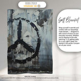 Dripping Peace Symbol on Grey Urban Wall, Bedroom Living Room Accent, Gift for Adults and Teens - Super Soft Fleece Blanket Bed Sofa Throw