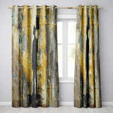 Yellow Grey Protest Figure with Placard Graffiti Contemporary Artistic Home Decor Readymade Eyelet Ring Top Thermal 100% Blackout Curtains