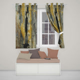 Yellow Grey Protest Figure with Placard Graffiti Contemporary Artistic Home Decor Readymade Eyelet Ring Top Thermal 100% Blackout Curtains