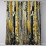 Yellow Grey Protest Figure with Placard Graffiti Contemporary Artistic Home Decor Readymade Eyelet Ring Top Thermal 100% Blackout Curtains