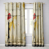 Child Walking with Red Umbrella Street Art Timeless Artwork for Living Room Decor Readymade Eyelet Ring Top Thermal 100% Blackout Curtains