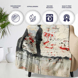 Three Shadow Figures on White Brick Graffiti Wall, All Season Comfort, Comfortable Everyday Use - Super Soft Fleece Blanket Bed Sofa Throw