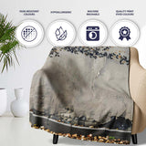 Child Blowing Leaves into Tree Silhouette, Bedroom Living Room Accent, Comfortable Everyday Use - Super Soft Fleece Blanket Bed Sofa Throw