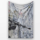 Panda Holding Rifle Pink Grey Graffiti, Decorative Wall Art Style, Thoughtful Housewarming Gift - Super Soft Fleece Blanket Bed Sofa Throw