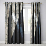 Hooded Figure in Shadow Monochrome Street Art Stylish Bold Artwork for Home Decor Readymade Eyelet Ring Top Thermal 100% Blackout Curtains