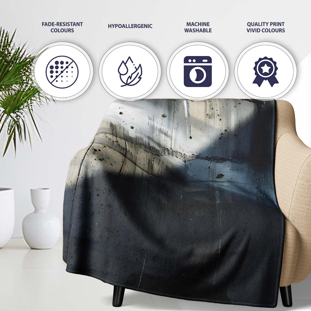 Hooded Figure in Shadow Monochrome Street Art, All Season Comfort, Thoughtful Housewarming Gift - Super Soft Fleece Blanket Bed Sofa Throw