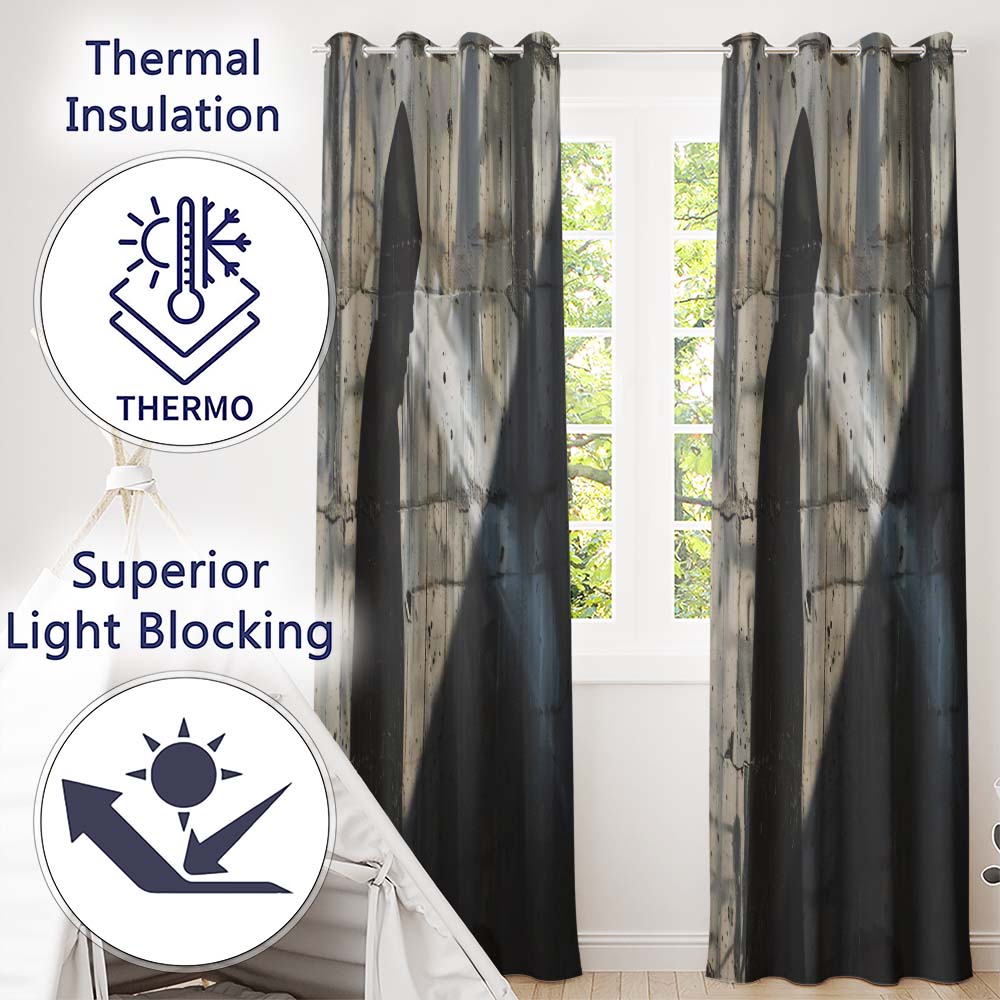 Hooded Figure in Shadow Monochrome Street Art Stylish Bold Artwork for Home Decor Readymade Eyelet Ring Top Thermal 100% Blackout Curtains