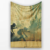 Boy Facing His Shadow Yellow Urban Graffiti, Bedroom Living Room Accent, Unique Artistic Design - Super Soft Fleece Blanket Bed Sofa Throw