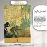 Boy Facing His Shadow Yellow Urban Graffiti, Bedroom Living Room Accent, Unique Artistic Design - Super Soft Fleece Blanket Bed Sofa Throw