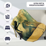 Boy Facing His Shadow Yellow Urban Graffiti, Bedroom Living Room Accent, Unique Artistic Design - Super Soft Fleece Blanket Bed Sofa Throw