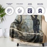 Peace Sign Child Silhouette Grey Street Art, Bedroom Living Room Accent, Unique Artistic Design - Super Soft Fleece Blanket Bed Sofa Throw