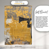 Boy Shouting Through Megaphone Mustard Graffiti, Bedroom Living Room Accent, All Season Comfort - Super Soft Fleece Blanket Bed Sofa Throw