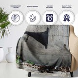 Megaphone Profile Silhouette Grey Street Art, Comfortable Everyday Use, Stylish Room Decoration - Super Soft Fleece Blanket Bed Sofa Throw