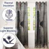 Megaphone Profile Silhouette Grey Street Art Bold Timeless Artwork for Home Decor Readymade Eyelet Ring Top Thermal 100% Blackout Curtains