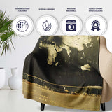 Black World Map on Dark Grunge Wall, Cozy Home Decor, Lightweight Warm Gift, All Season Comfort - Super Soft Fleece Blanket Bed Sofa Throw