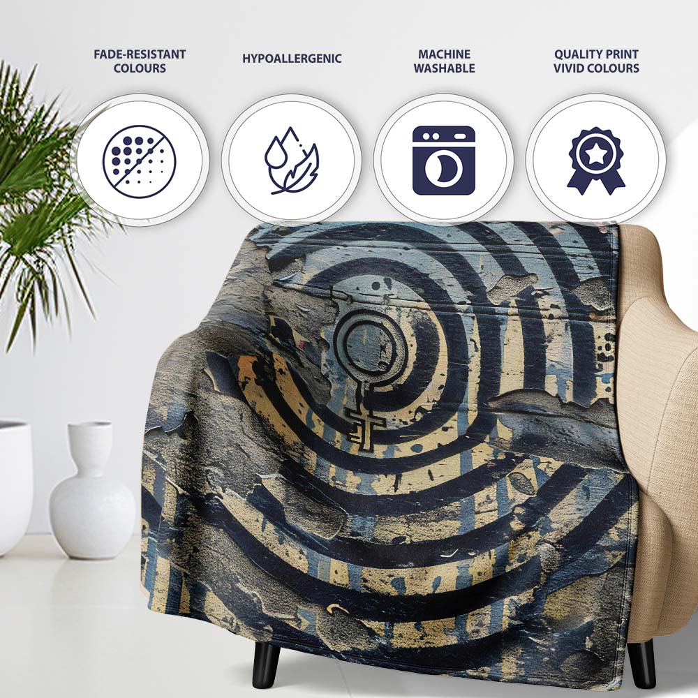 Abstract Female Face with Equality Symbol, Bedroom Living Room Accent, Comfortable Everyday Use - Super Soft Fleece Blanket Bed Sofa Throw