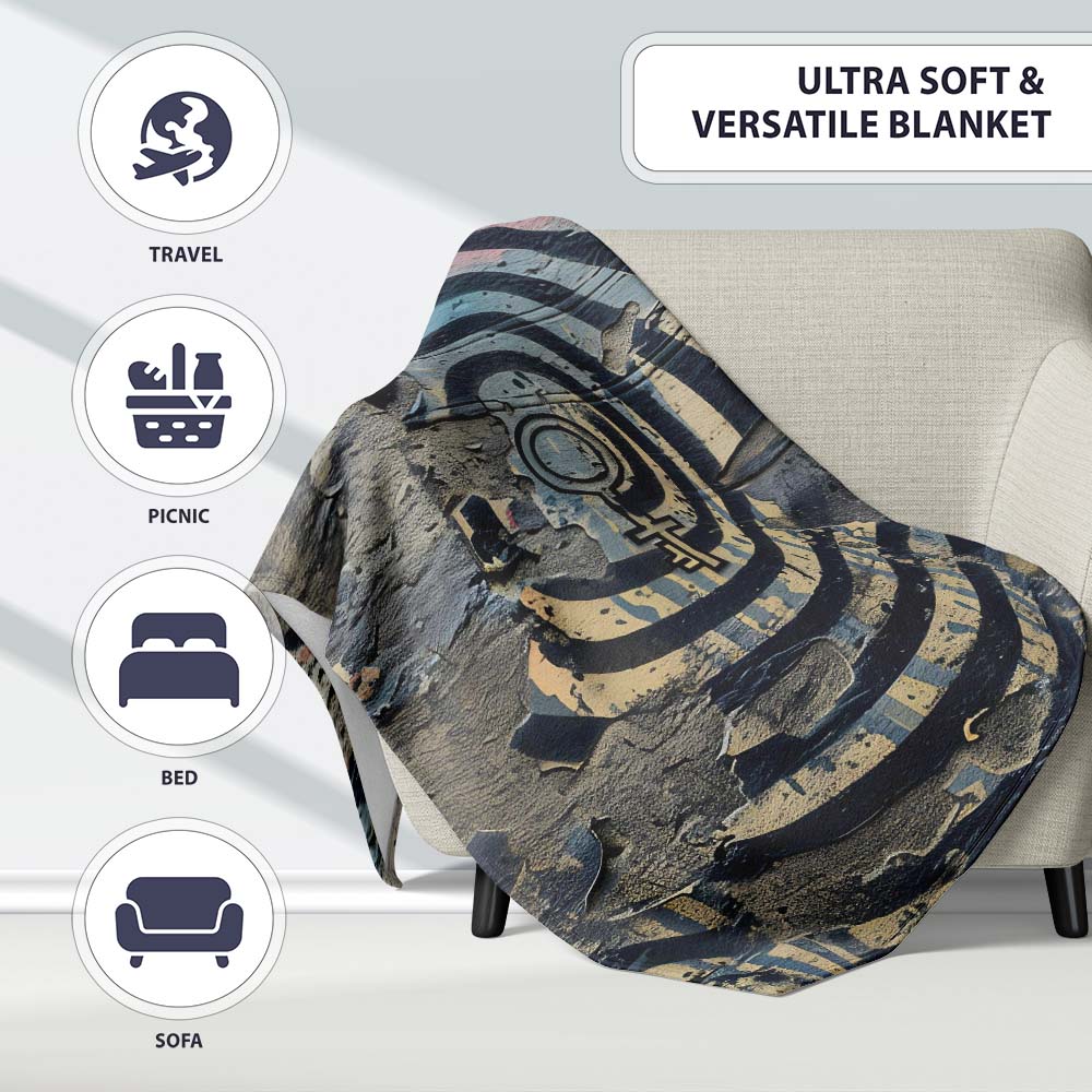 Abstract Female Face with Equality Symbol, Bedroom Living Room Accent, Comfortable Everyday Use - Super Soft Fleece Blanket Bed Sofa Throw
