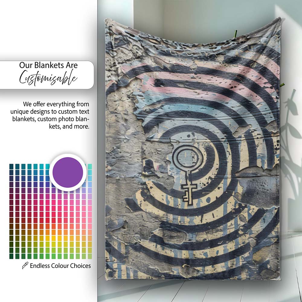 Abstract Female Face with Equality Symbol, Bedroom Living Room Accent, Comfortable Everyday Use - Super Soft Fleece Blanket Bed Sofa Throw