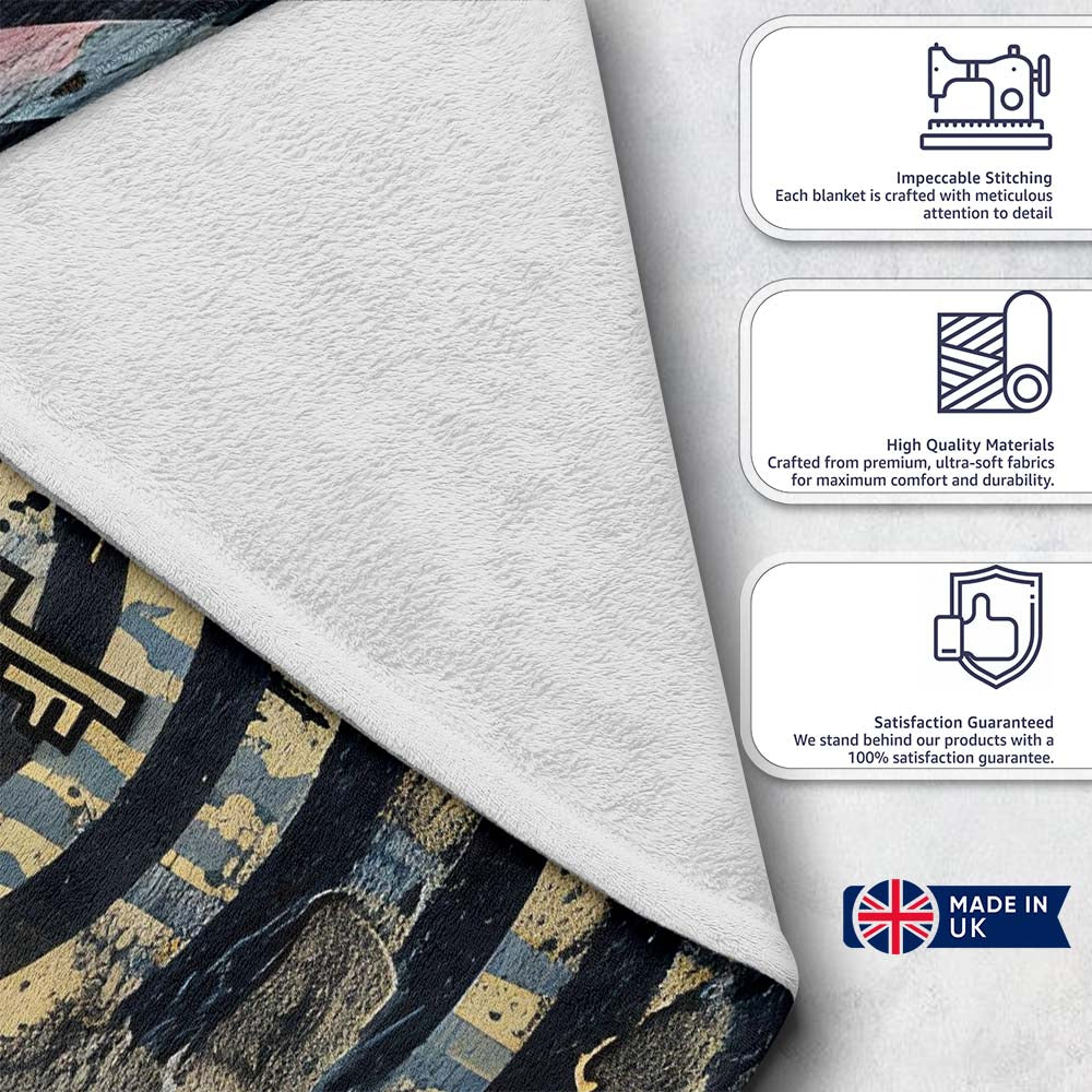 Abstract Female Face with Equality Symbol, Bedroom Living Room Accent, Comfortable Everyday Use - Super Soft Fleece Blanket Bed Sofa Throw