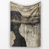 Female Profile Silhouette with Black Paint Drips, All Season Comfort, Decorative Wall Art Style - Super Soft Fleece Blanket Bed Sofa Throw