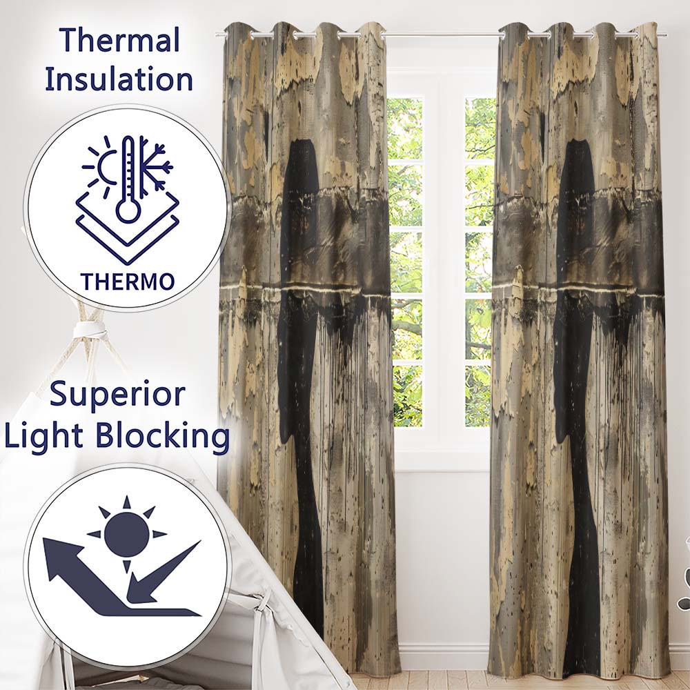 Female Profile Silhouette with Black Paint Drips Expressive Design for Home Decor Readymade Eyelet Ring Top Thermal 100% Blackout Curtains