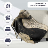Female Profile Silhouette with Black Paint Drips, All Season Comfort, Decorative Wall Art Style - Super Soft Fleece Blanket Bed Sofa Throw