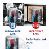 Child Silhouette with Pink Blue Abstract Graffiti 11oz Ceramic Coffee Tea Mug White Large Handle