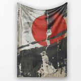 Lone Man Silhouette with Red Sun Abstract, Bedroom Living Room Accent, Comfortable Everyday Use - Super Soft Fleece Blanket Bed Sofa Throw