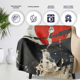 Lone Man Silhouette with Red Sun Abstract, Bedroom Living Room Accent, Comfortable Everyday Use - Super Soft Fleece Blanket Bed Sofa Throw