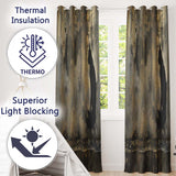 Black Cat Silhouette in Golden Grunge Circle Bold Timeless Artwork for Home Decor Readymade Eyelet Ring Top Thermal 100% Blackout Curtains