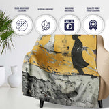 Lone Traveller Silhouette on Mustard Grunge Wall, All Season Comfort, Gift for Adults and Teens - Super Soft Fleece Blanket Bed Sofa Throw