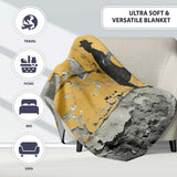 Lone Traveller Silhouette on Mustard Grunge Wall, All Season Comfort, Gift for Adults and Teens - Super Soft Fleece Blanket Bed Sofa Throw